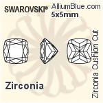 スワロフスキー Zirconia Cushion Princess カット (SGCUSC) 6x6mm - Zirconia