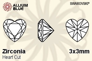 SWAROVSKI GEMS Cubic Zirconia Heart Brilliant White 3.00x3.00MM normal +/- FQ 0.200