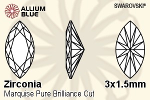 SWAROVSKI GEMS Cubic Zirconia Marquise Pure Brilliance Frosty Mint 3.00x1.50MM normal +/- FQ 0.100