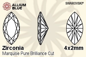 SWAROVSKI GEMS Cubic Zirconia Marquise Pure Brilliance Rubellite 4.00x2.00MM normal +/- FQ 0.100