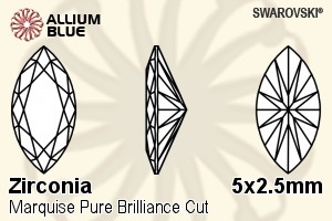 SWAROVSKI GEMS Cubic Zirconia Marquise Pure Brilliance Rubellite 5.00x2.50MM normal +/- FQ 0.100