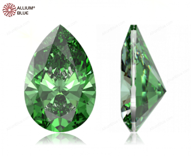 SWAROVSKI GEMS Cubic Zirconia Pear Pure Brilliance Fancy Green 8.00x5.00MM normal +/- FQ 0.040