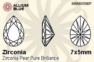 SWAROVSKI GEMS Cubic Zirconia Pear Pure Brilliance Silk White 7.00x5.00MM normal +/- FQ 0.040