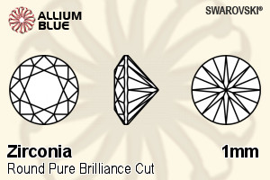 スワロフスキー Zirconia ラウンド Pure Brilliance カット (SGRPBC) 1mm - Zirconia