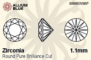 SWAROVSKI GEMS Cubic Zirconia Round Pure Brilliance Aquamarine 1.10MM normal +/- FQ 1.000