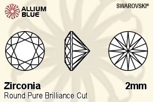 SWAROVSKI GEMS Cubic Zirconia Round Pure Brilliance Fancy Blue 2.00MM normal +/- FQ 0.500