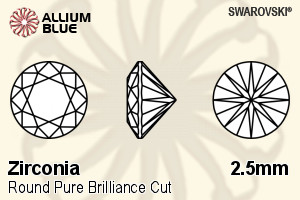 SWAROVSKI GEMS Cubic Zirconia Round Pure Brilliance Amber 2.50MM normal +/- FQ 0.500