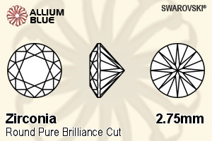 SWAROVSKI GEMS Cubic Zirconia Round Pure Brilliance Fancy Blue 2.75MM normal +/- FQ 0.200