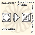 スワロフスキー Zirconia Square Princess Pure Brilliance カット (SGSPPBC) 2mm - Zirconia