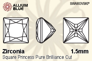 SWAROVSKI GEMS Cubic Zirconia Square Princess PB Arctic Blue 1.50MM normal +/- FQ 0.200