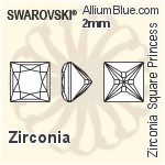 施華洛世奇 Zirconia 正方形 Princess 純潔Brilliance 切工 (SGSPPBC) 3mm - Zirconia