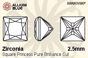SWAROVSKI GEMS Cubic Zirconia Square Princess PB Rainbow Blue 2.50MM normal +/- FQ 0.200