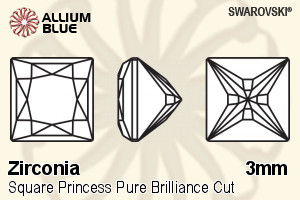 SWAROVSKI GEMS Cubic Zirconia Square Princess PB White 3.00MM normal +/- FQ 0.100