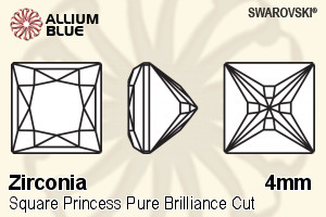 SWAROVSKI GEMS Cubic Zirconia Square Princess PB Greyish Blue 4.00MM normal +/- FQ 0.080