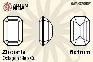 SWAROVSKI GEMS Cubic Zirconia Octagon Step White 6.00x4.00MM normal +/- FQ 0.070