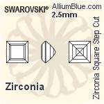 スワロフスキー Zirconia Square Step カット (SGZSSC) 4mm - Zirconia