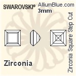 Swarovski Zirconia Square Step Cut (SGZSSC) 4mm - Zirconia