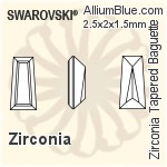 スワロフスキー Zirconia Tapered Baguette Step カット (SGZTBC) 3x2.5x1.5mm - Zirconia