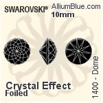 Swarovski Dome (1400) 10mm - Crystal Effect With Platinum Foiling