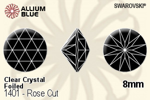 Swarovski Rose Cut (1401) 8mm - Clear Crystal With Platinum Foiling