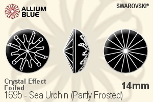 Swarovski Sea Urchin (Partly Frosted) (1695) 14mm - Crystal Effect With Platinum Foiling - Click Image to Close