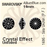 Swarovski Sea Urchin (Partly Frosted) (1695) 14mm - Crystal Effect With Platinum Foiling