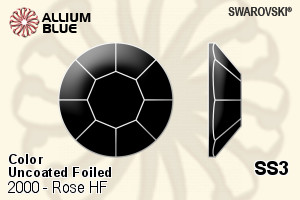 Swarovski Rose Flat Back Hotfix (2000) SS3 - Colour (Uncoated) With Aluminum Foiling