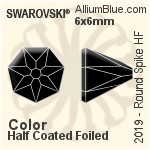 スワロフスキー ラウンド Spike ラインストーン ホットフィックス (2019) 6x6mm - カラー（ハーフ　コーティング） 裏面アルミニウムフォイル