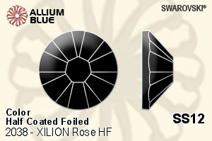 Swarovski XILION Rose Flat Back Hotfix (2038) SS12 - Color (Half Coated) With Silver Foiling - Click Image to Close