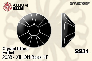 スワロフスキー XILION Rose ラインストーン ホットフィックス (2038) SS34 - クリスタル エフェクト 裏面シルバーフォイル