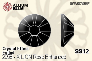 施华洛世奇 XILION 施亮 玫瑰 进化版 平底石 (2058) SS12 - 白色（半涂层） 白金水银底