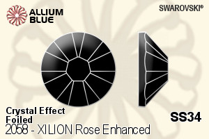 施华洛世奇 XILION 施亮 玫瑰 进化版 平底石 (2058) SS34 - 白色（半涂层） 白金水银底