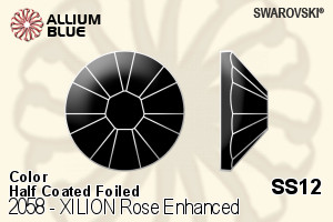 施华洛世奇 XILION 施亮 玫瑰 进化版 平底石 (2058) SS12 - 颜色（半涂层） 白金水银底
