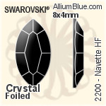 施华洛世奇 马眼形 熨底平底石 (2200) 8x4mm - 透明白色 铝质水银底