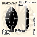 施華洛世奇 馬眼形 熨底平底石 (2200) 8x4mm - 白色（半塗層） 鋁質水銀底