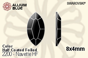 スワロフスキー Navette ラインストーン ホットフィックス (2200) 8x4mm - カラー（ハーフ　コーティング） 裏面アルミニウムフォイル - ウインドウを閉じる
