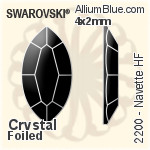 施華洛世奇 馬眼形 熨底平底石 (2200) 4x2mm - 透明白色 鋁質水銀底