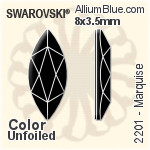 スワロフスキー Marquise ラインストーン (2201) 14x6mm - カラー（ハーフ　コーティング） 裏面プラチナフォイル