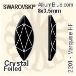 スワロフスキー Marquise ラインストーン ホットフィックス (2201) 4x1.8mm - クリスタル エフェクト 裏面アルミニウムフォイル