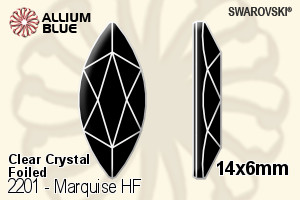 Swarovski Marquise Flat Back Hotfix (2201) 14x6mm - Clear Crystal With Aluminum Foiling - Click Image to Close