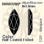 スワロフスキー Marquise ラインストーン (2201) 8x3.5mm - カラー（ハーフ　コーティング） 裏面プラチナフォイル