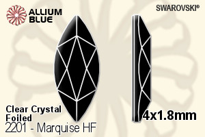 施華洛世奇 Marquise 熨底平底石 (2201) 4x1.8mm - 透明白色 鋁質水銀底 - 關閉視窗 >> 可點擊圖片