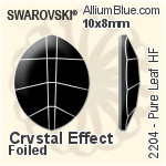 施華洛世奇 純潔樹葉 熨底平底石 (2204) 14x11mm - 白色（半塗層） 鋁質水銀底