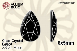 施華洛世奇 Pear 平底石 (2303) 8x5mm - 透明白色 白金水銀底 - 關閉視窗 >> 可點擊圖片