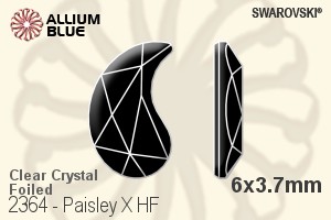 施華洛世奇 Paisley X 熨底平底石 (2364) 6x3.7mm - 透明白色 鋁質水銀底