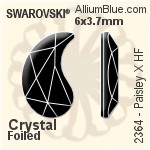 スワロフスキー Paisley X ラインストーン ホットフィックス (2364) 14x8.5mm - クリスタル 裏面アルミニウムフォイル