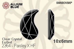 スワロフスキー Paisley X ラインストーン ホットフィックス (2364) 10x6mm - クリスタル 裏面アルミニウムフォイル - ウインドウを閉じる