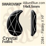 スワロフスキー Paisley X ラインストーン ホットフィックス (2364) 14x8.5mm - クリスタル 裏面アルミニウムフォイル