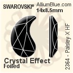 スワロフスキー Paisley X ラインストーン ホットフィックス (2364) 14x8.5mm - クリスタル エフェクト 裏面アルミニウムフォイル