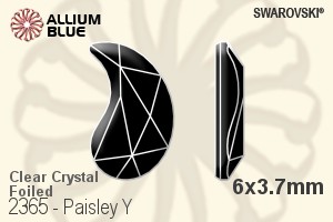 スワロフスキー Paisley Y ラインストーン (2365) 6x3.7mm - クリスタル 裏面プラチナフォイル - ウインドウを閉じる